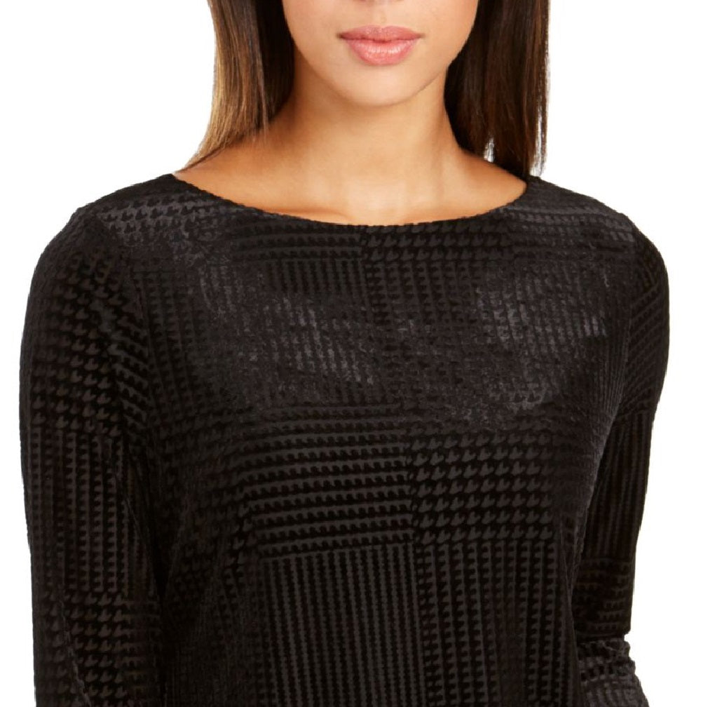 Charter Club Women's Textured Velvet Top Black Size Extra Large