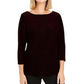 Charter Club Women's Textured Velvet Top Black Size Large
