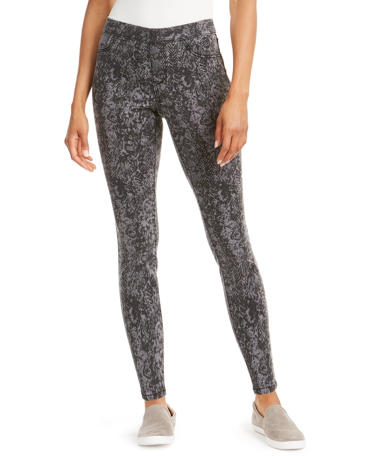 Style & Co Women's Snake-Print Jeggings Gray Size X-Small
