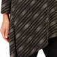 JM Collection Women's Asymmetrical Metallic Top Black Size X-Large