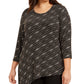 JM Collection Women's Plus Size Asymmetrical Metallic Top  Black Size 3 Extra Large