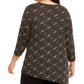 JM Collection Women's Plus Size Asymmetrical Metallic Top  Black Size 3 Extra Large