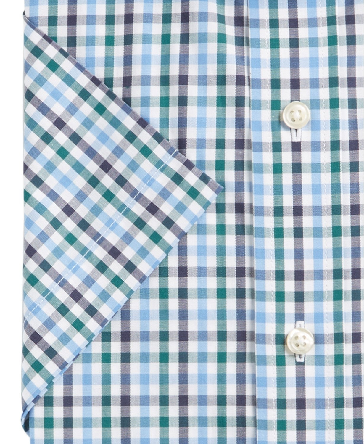 Club Room Men's Wrinkle-Resistant Gingham Dress Blue Shirt Size 16x32-33