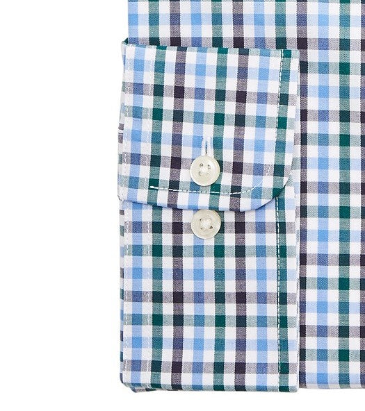 Club Room Men's Classic/Regular-Fit Stretch Wrinkle-Resistant Gingham Dress Shirt Blue Size 36-37