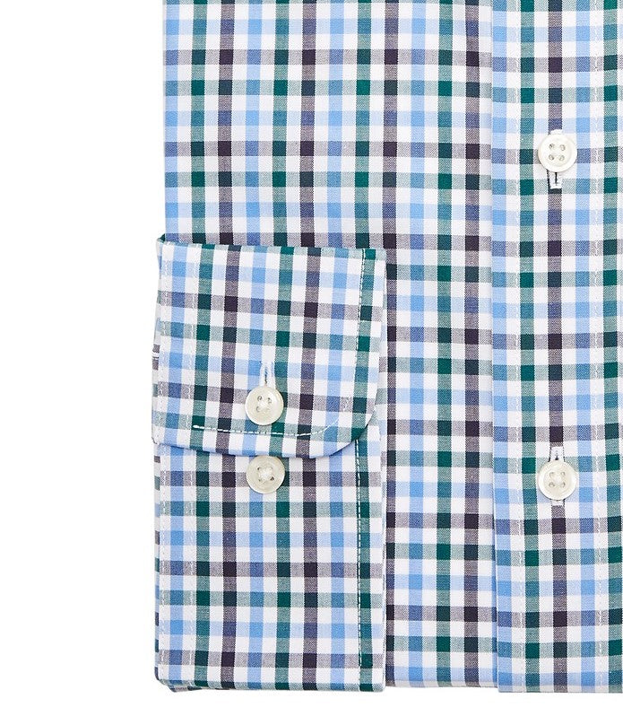 Club Room Men's Classic/Regular-Fit Stretch Wrinkle-Resistant Gingham Dress Shirt Navy Size 34-35
