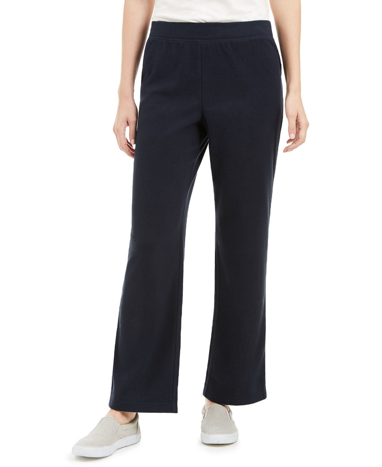 Karen Scott Women's Petites Microfleece Pants Black Size Medium
