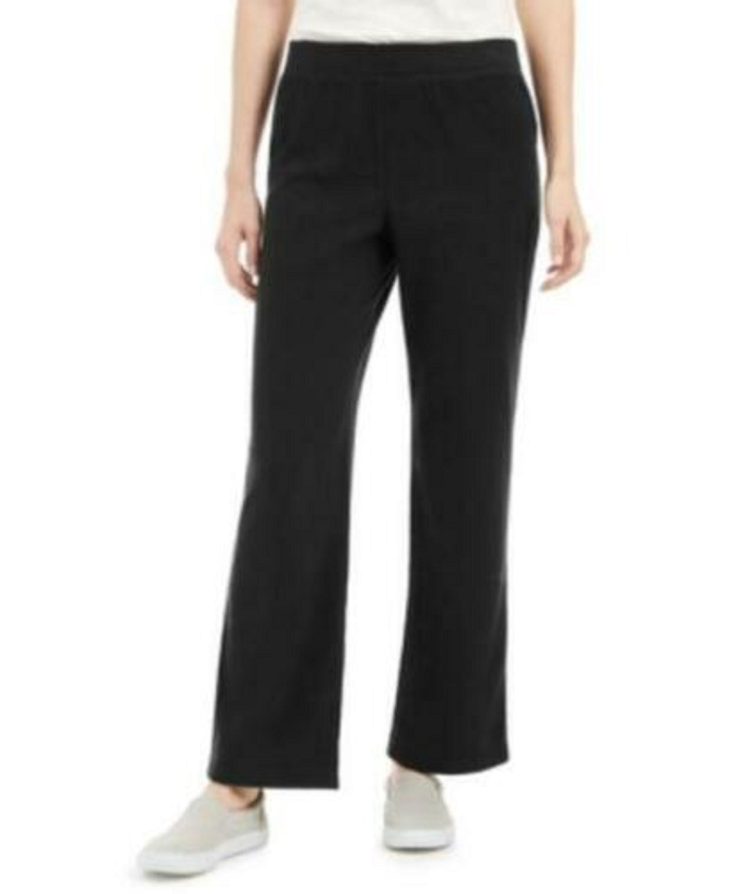 Karen Scott Women's Petites Microfleece Pants Black Size Petite