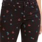 Charter Club Women's Floral-Print Skinny Jeans Black Size 8