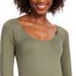 Bar III Women's Scoop Neckline Bodysuit Green Size Medium