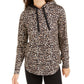 Ideology  Women's Leopard Round-Hem Hoodie Brown Size Small