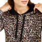 Ideology  Women's Leopard Round-Hem Hoodie Brown Size Small