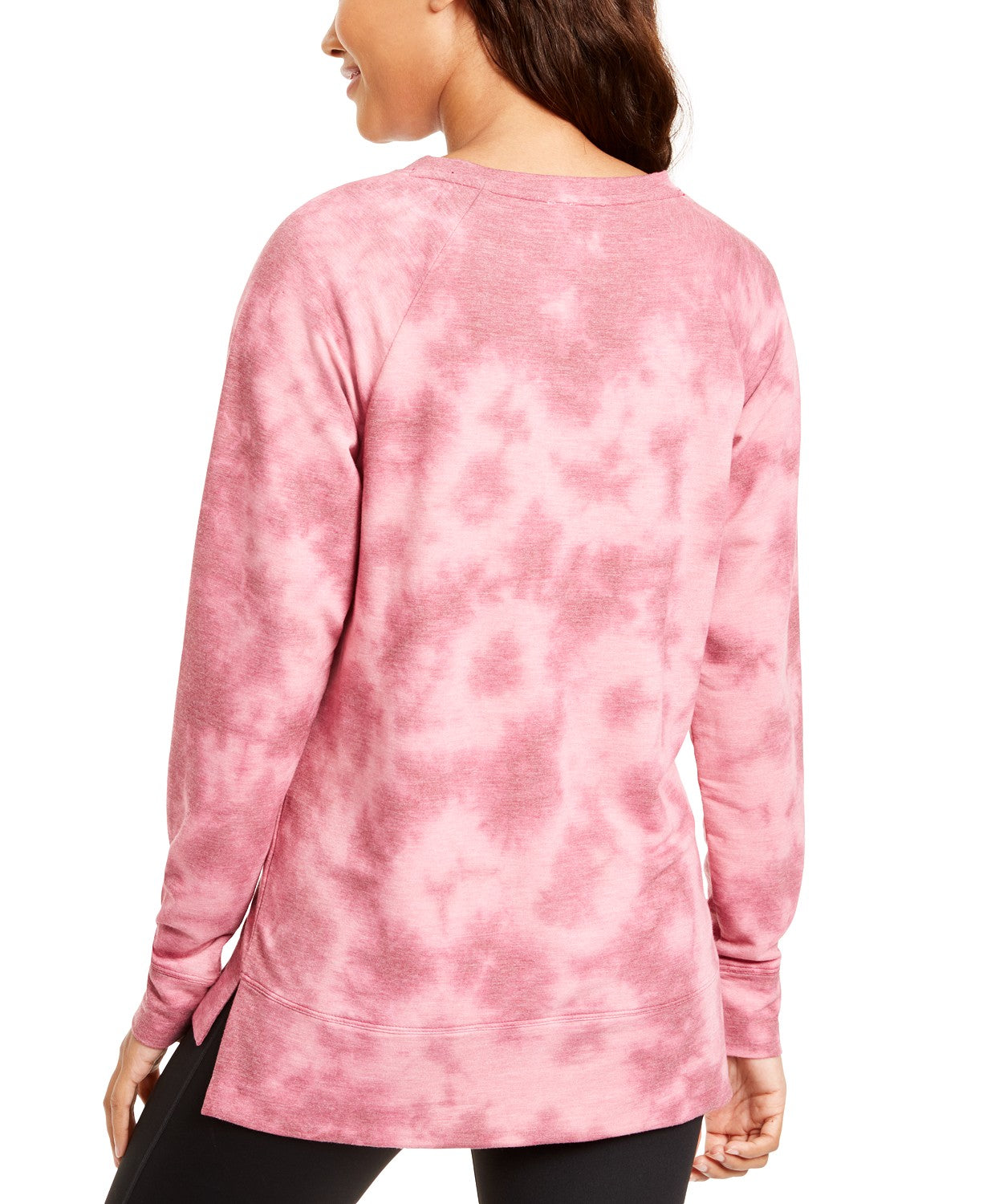 Ideology Women's Tie-Dyed High-Low Hem Sweatshirt Pink Size Extra Small