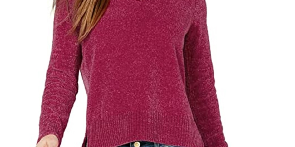 Maison Jules Women's Mock-Neck Sweater Pink Size Extra Large