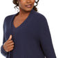 JM Collection Women's Cotton Side-Button Open-Front Cardigan Blue Size Large