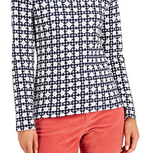 Charter Club Women's Printed Pima Cotton Top White Size Extra Large