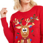Karen Scott Women's Sequined Tangled Reindeer Sweater Red Size Extra Large