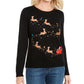 Karen Scott Women's Embroidered Reindeer Sweater Black Size Medium