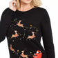 Karen Scott Women's Embroidered Reindeer Sweater Black Size Medium