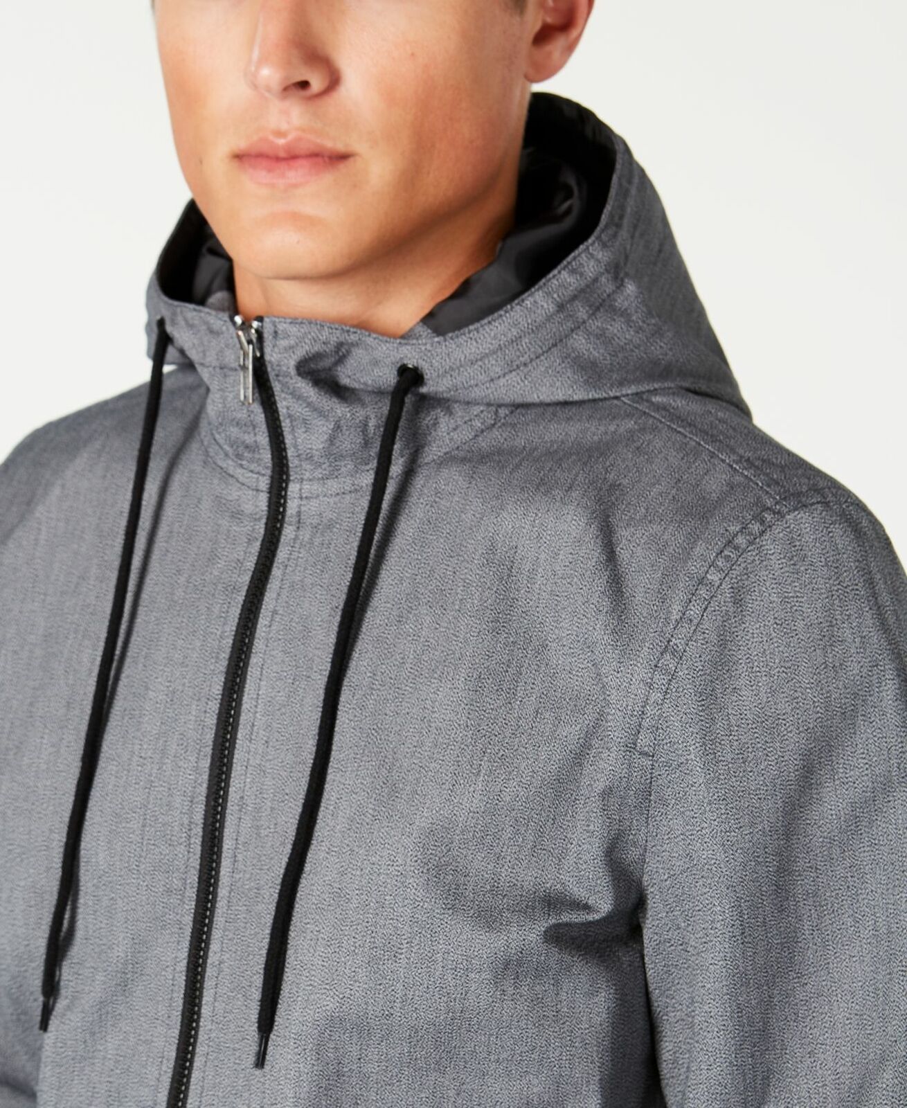 American Rag Men's Zip-Front Hooded Jacket Gray Size XX-Large