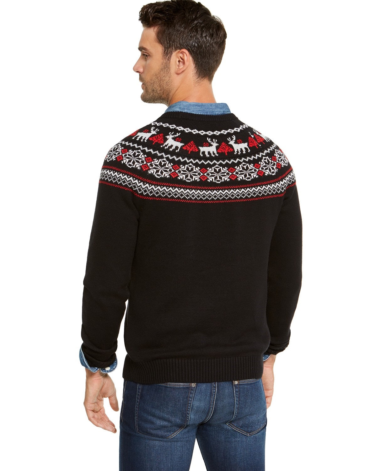 Charter Club Men's Fair-Isle Family Family Sweater Black Size Small