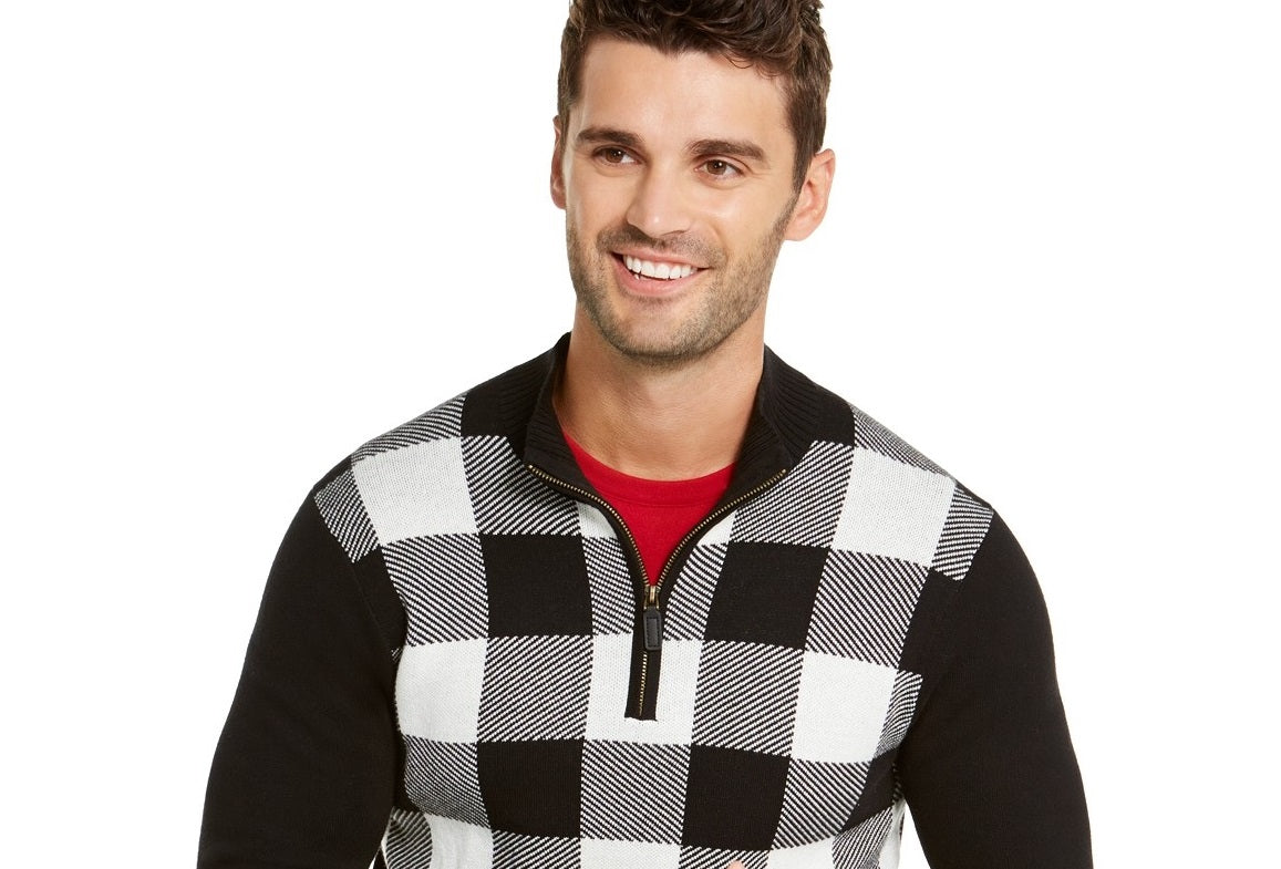 Charter Club Men's Buffalo Check Family Sweater  white Size 2 Extra Large