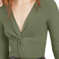 Bar III Women's Twisted Thong Bodysuit Green Size Medium