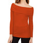 INC International Concepts Women's Off-The-Shoulder Ribbed Sweater Red Size Large