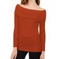 INC International Concepts Women's Off-The-Shoulder Ribbed Sweater Red Size Small