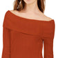 INC International Concepts Women's Off-The-Shoulder Ribbed Sweater Red Size Small