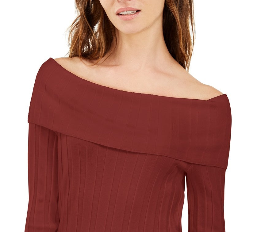 INC International Concepts Women's Off-The-Shoulder Ribbed Sweater Red Size XX-Large