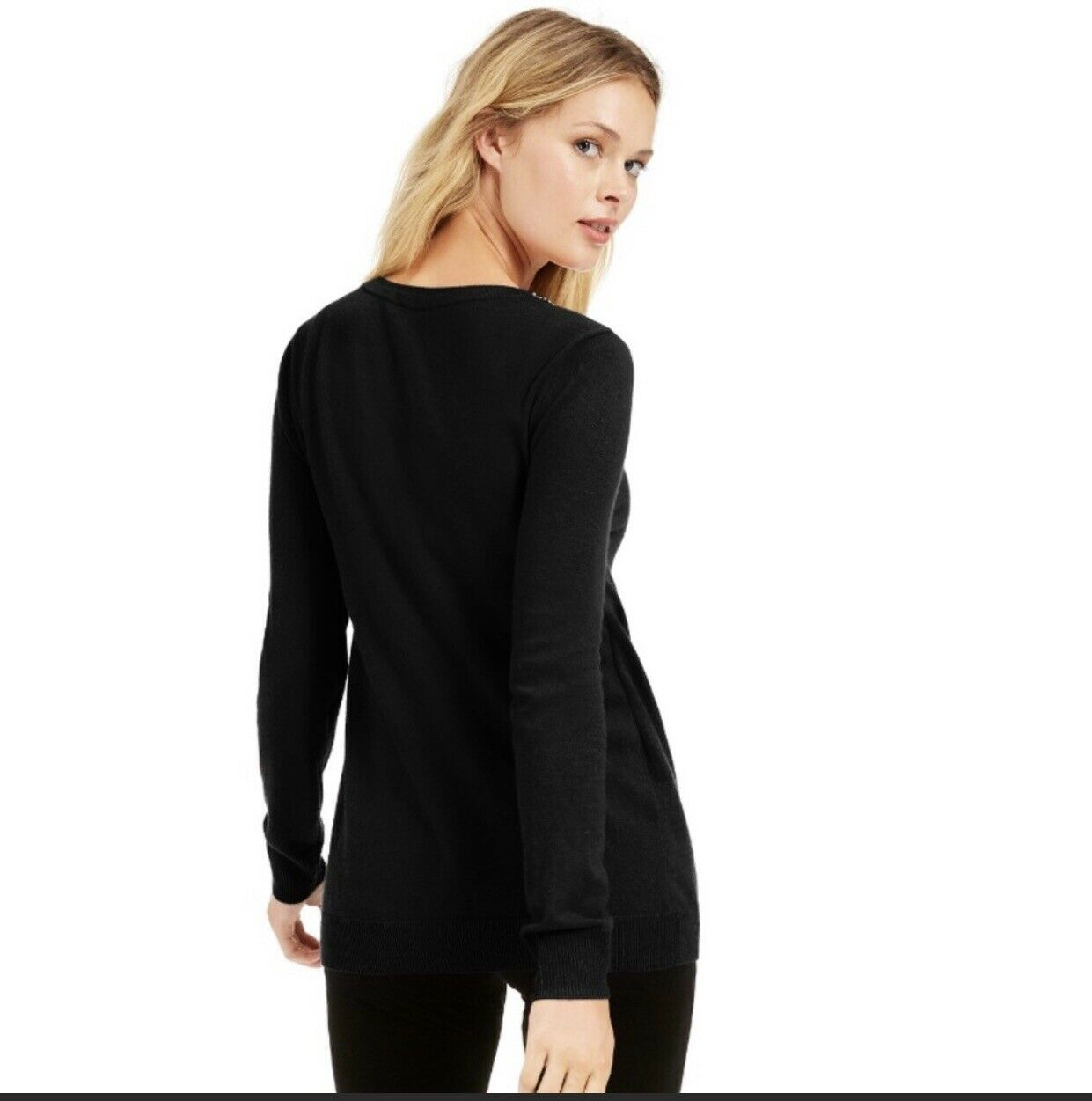 INC International Concepts Women's Embellished Keyhole Sweater Black Size Small