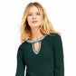 INC International Concepts Women's Embellished Keyhole Sweater Green Size Extra Small