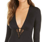 INC International Concepts Women's Lace Keyhole Bodysuit Black Size X-Large