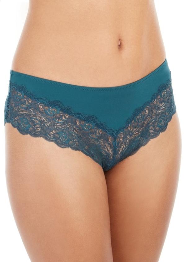 INC International Concepts Women's Lace-Trim Hipster Underwear Green Size Small
