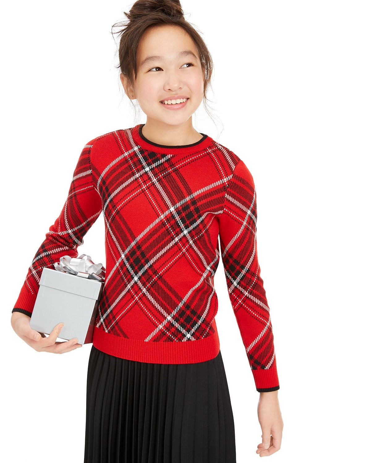Charter Club Girl's Big Girls Plaid Family Sweater Red Size Large