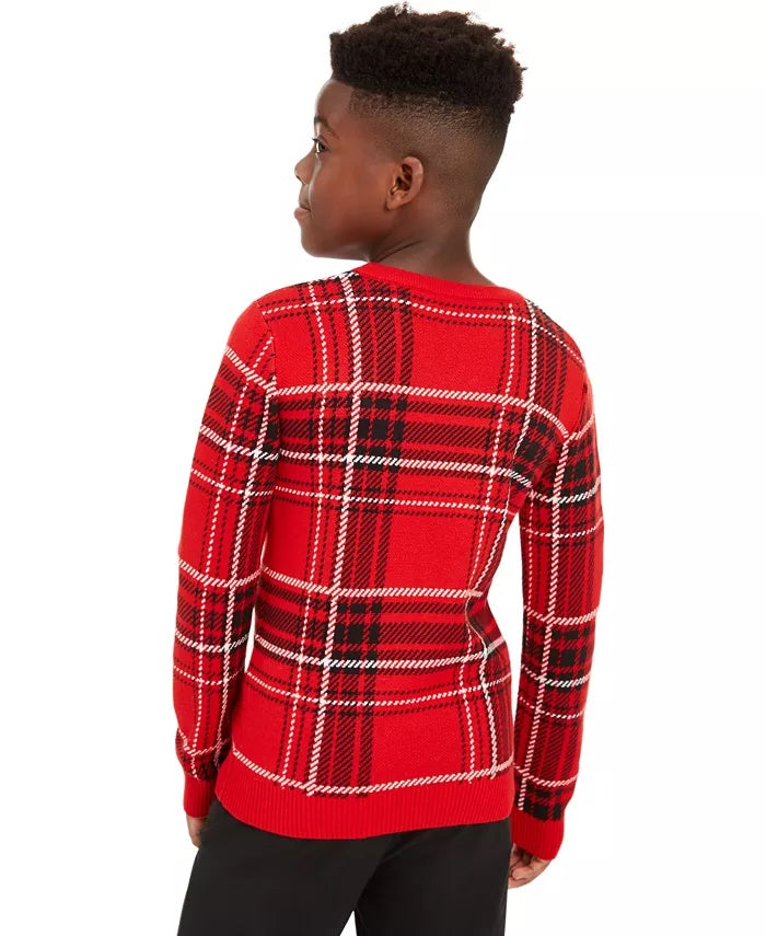 Charter Club Big Boy's Plaid Family Sweater Medium Red Size Small
