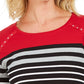 Karen Scott Women's Sport Colorblocked Striped Grommet Top Red Size Medium