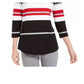 Karen Scott Women's Petite Embellished Striped Top Red Size Small