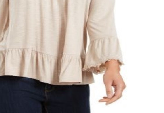 Style & Co Women's Off-The-Shoulder Bell-Sleeve Top Brown Size Small