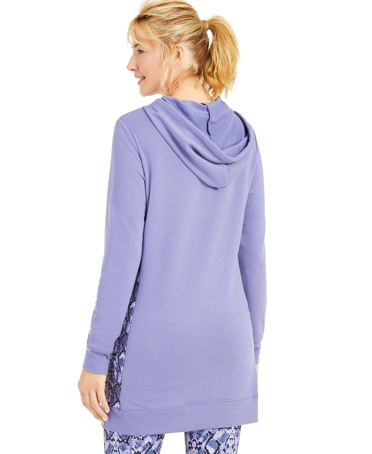 Ideology  Women's Printed-Panel Long Hoodie Med Purple Size X-Small
