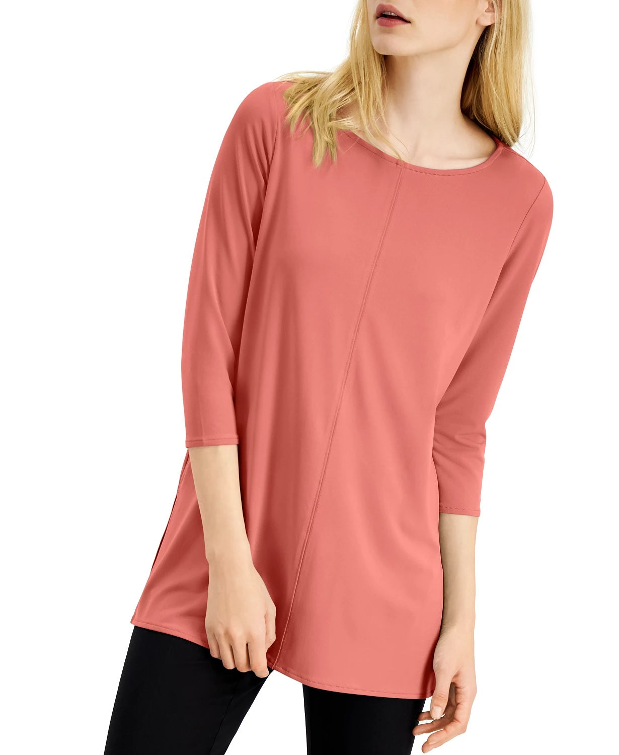 Alfani Women's 3/4-Sleeve Tunic Dark Pink Size Large