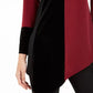 Alfani Women's Petite Asymmetrical-Hem Colorblocked Top Wine Size Petite Medium