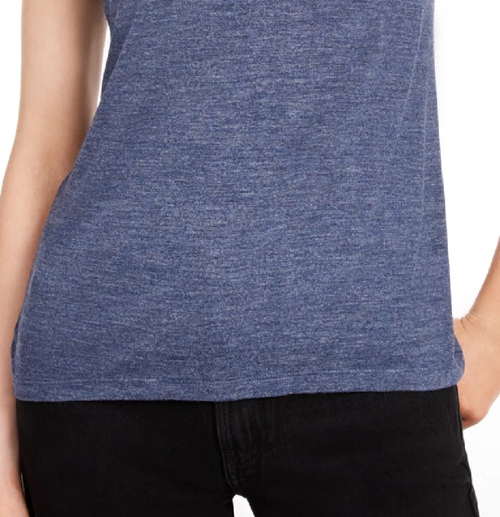 Maison Jules Women's Tie Back Solid T Shirt Dark Blue Size X-Large