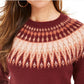 Style & Co Women's Fair Isle Crewneck Sweater Wine Size Medium