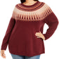 Style & Co Women's Plus Size Fair Isle Sweater Red Size Extra Large