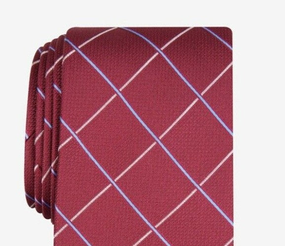 Club Room Men's Canton Grid Tie Red Size Regular