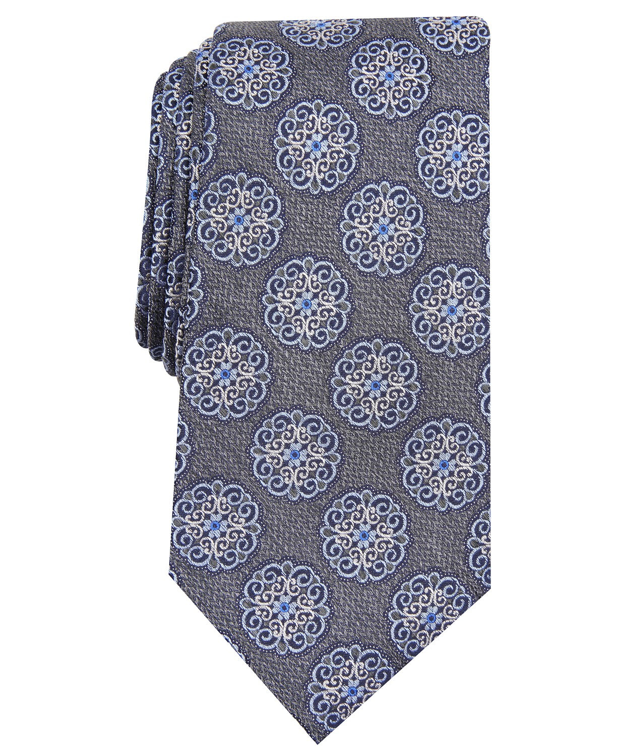 Tasso Elba Men's Classic Medallion Tie Gray Size Regular