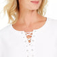 Karen Scott Women's Lace-Up French Terry Sweatshirt Black Size Large