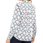 Charter Club Women's Printed Linen-Blend Shirt White Size Large