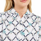 Charter Club Women's Printed Linen-Blend Shirt White Size Small